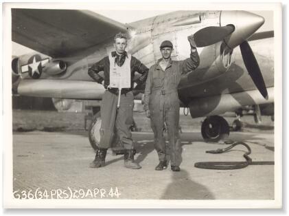 Lt. Allen Keith and his crew chief after his first mission.  (Ivan Miller)